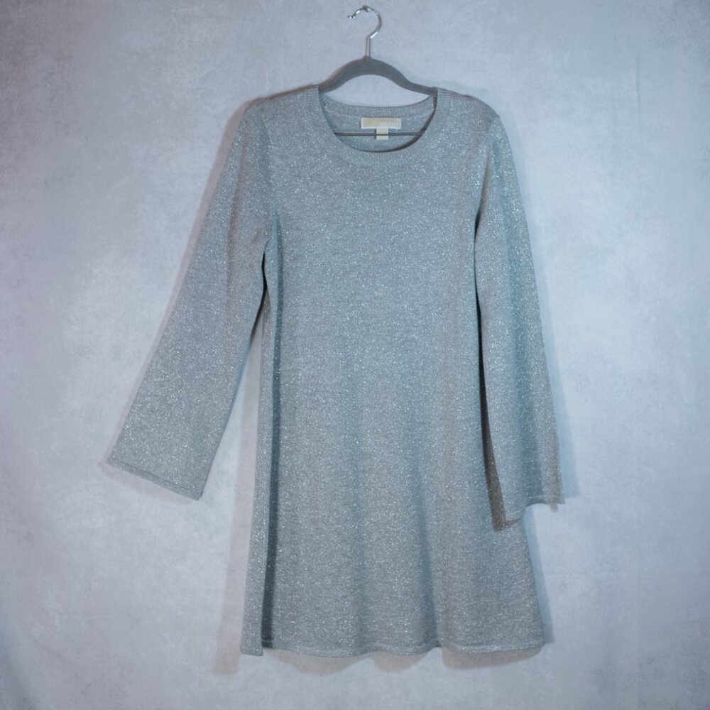 Michael Kors Women's Tunic Dress Knit Silver Sparkly  Gray Size M